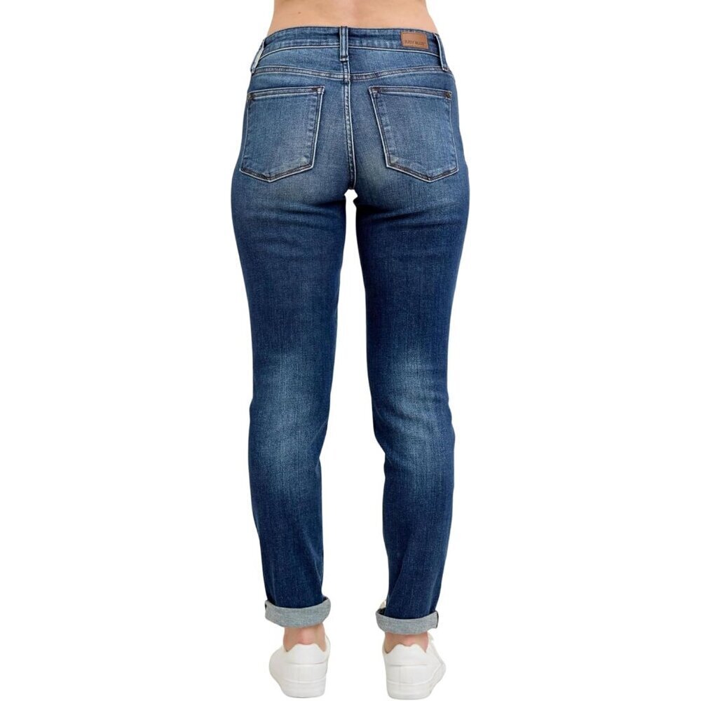 Women's Slim Fit Cuffed Jeans Medium Wash Stretch Zipper Inseam 28-32 - Picture 8 of 8